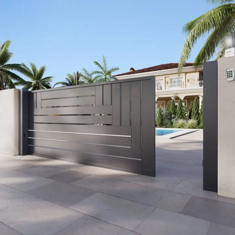 Luxury modern sliding gate in a contemporary setting, ensuring security and sophistication with Gates Wellington.